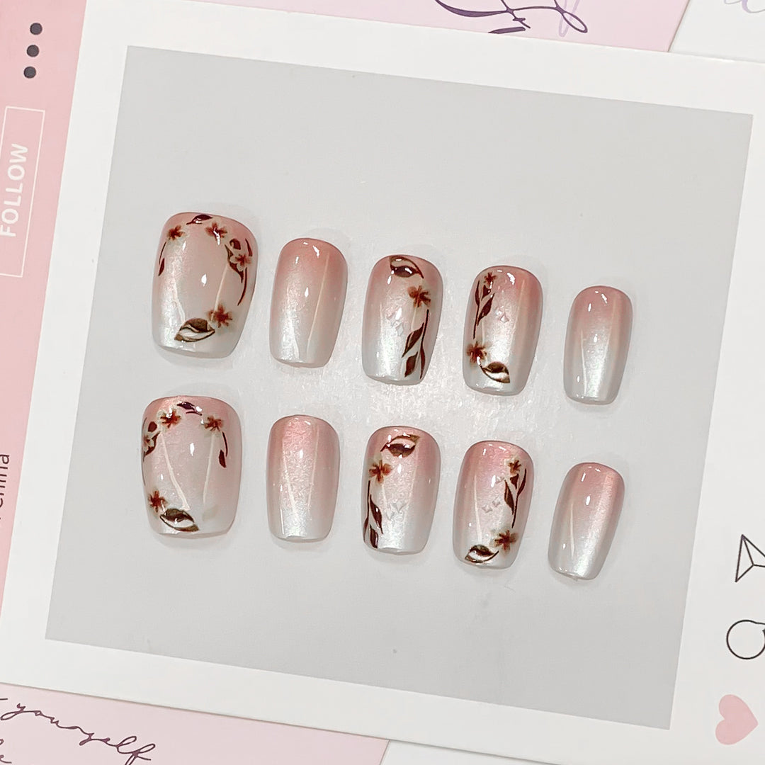 Artistic nail tips with floral accents Bowlift