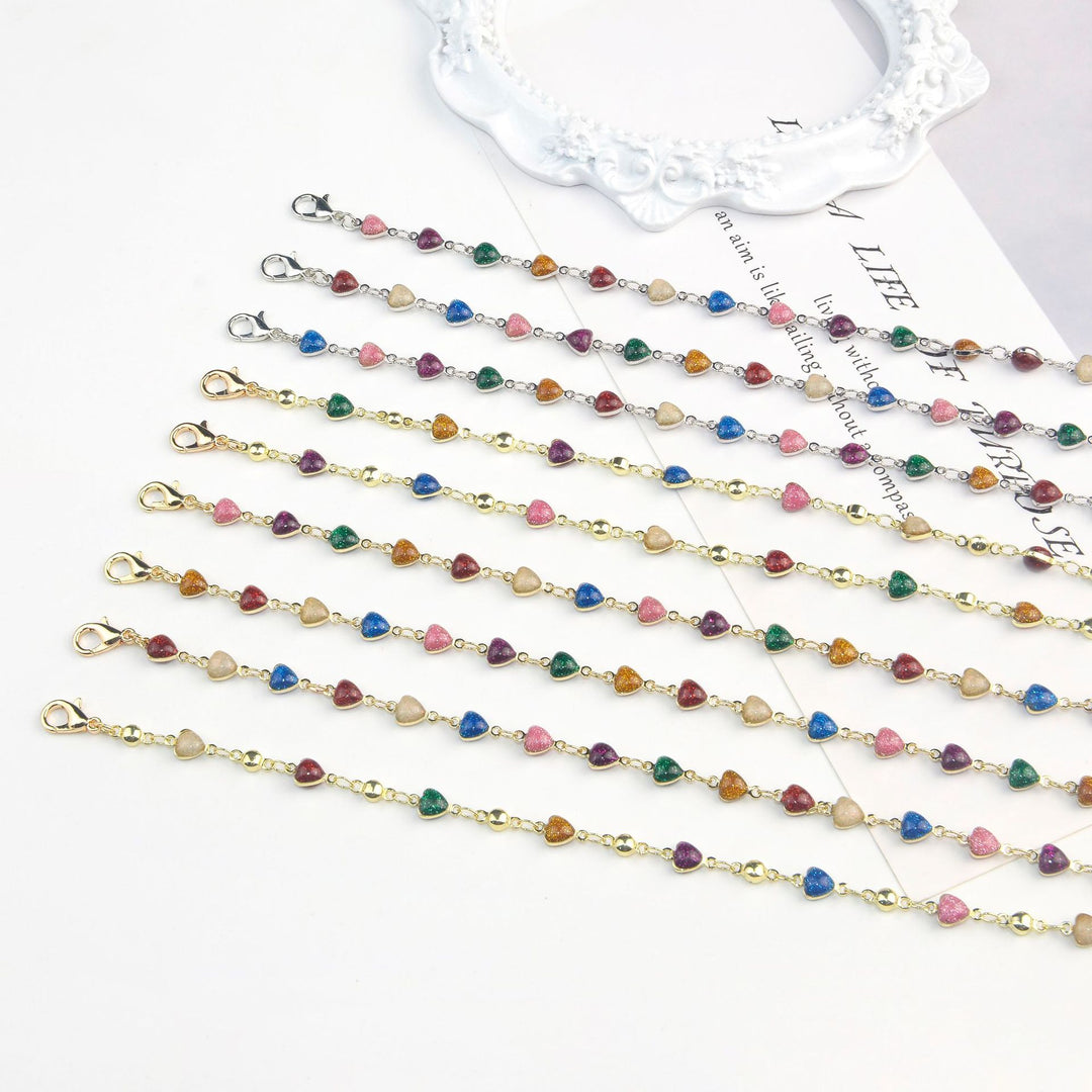 Heart-Shaped Beaded Anklet Bowlift