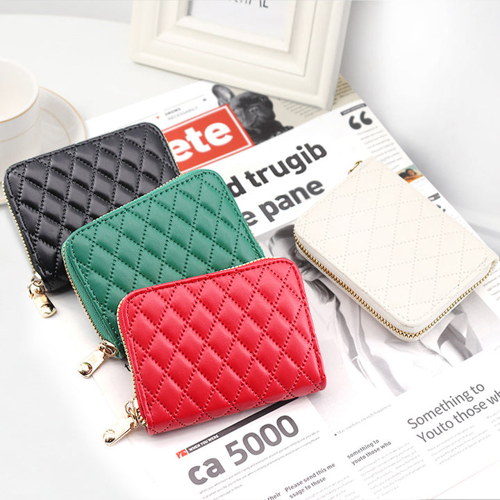 Quilted Compact Zipper Coin Purse