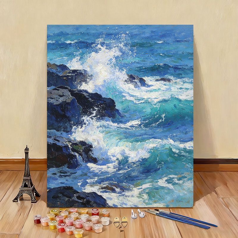 Ocean Wave Landscape Paint by Numbers Canvas Art Kit Bowlift