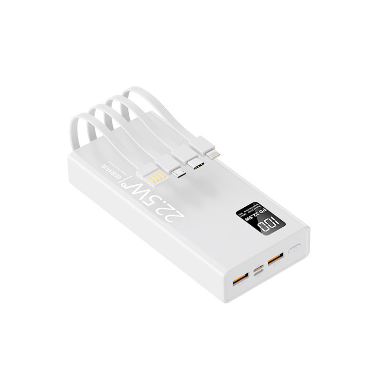Multifunctional power bank with integrated cable system and digital power display Bowlift