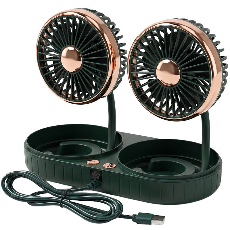 Double USB Desk Fan with Flexible Tilt Function Bowlift