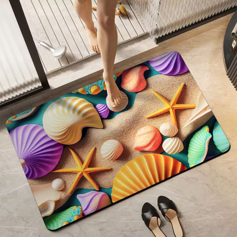 Floral-Themed Non-Slip Bath Mat Bowlift