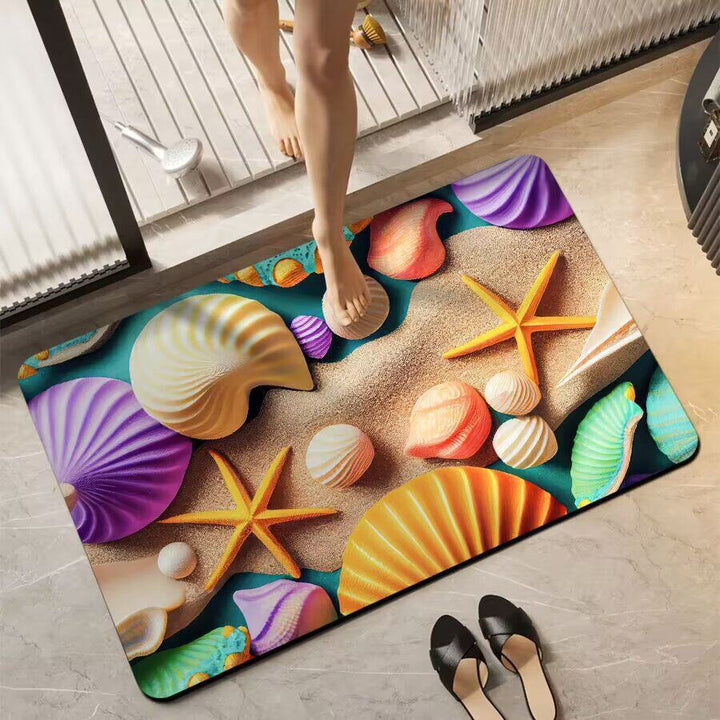 Floral-Themed Non-Slip Bath Mat Bowlift
