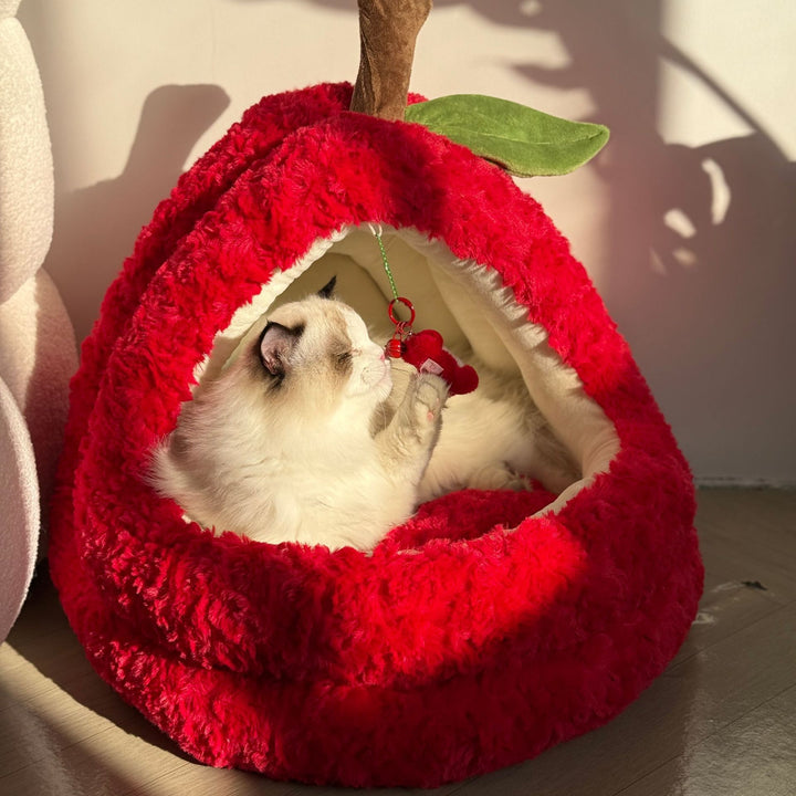 Avocado-Themed Cozy  Cave   Dog Bed