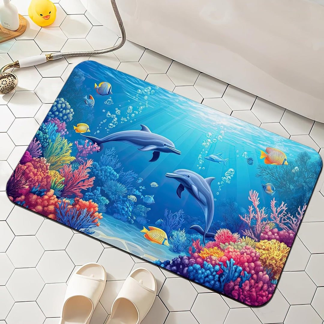 Floral-Patterned Comfort Bath Mat Bowlift