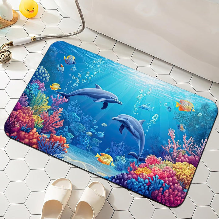 Floral-Patterned Comfort Bath Mat Bowlift