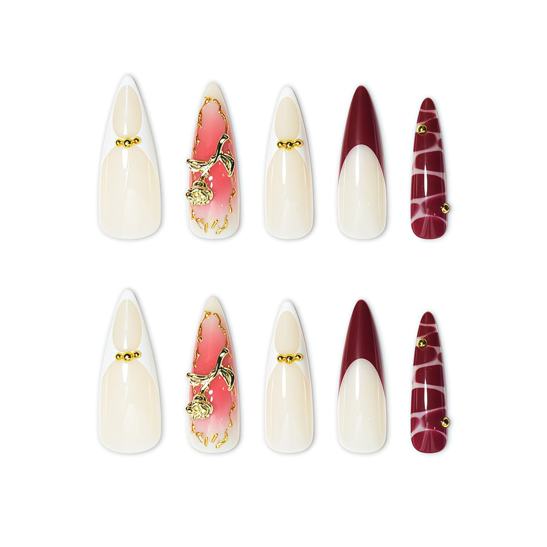 Elegant Decorative Press-On Nail Extensions Bowlift