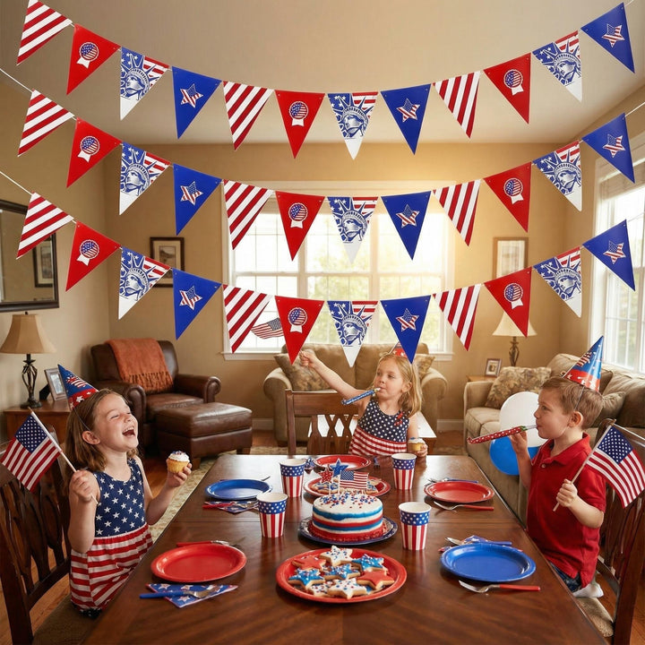 Unisex nan multiple cupcake topper set with patriotic USA motifs made of double-sided printed cardboard and wooden skewers Bowlift