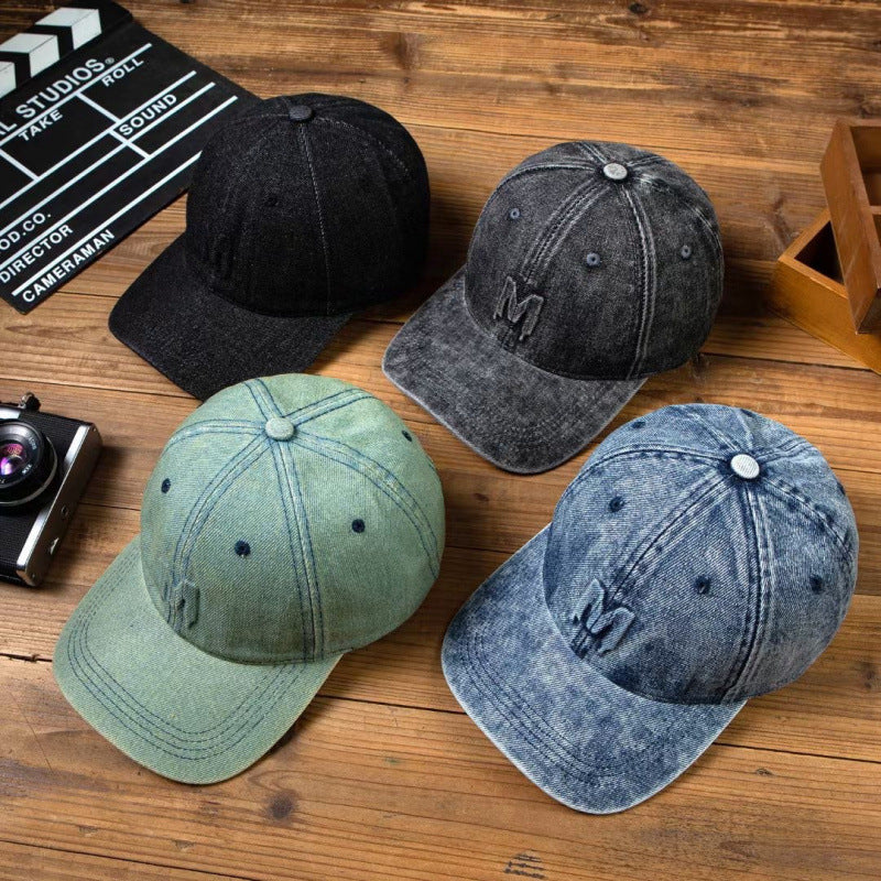 Men's Distressed Denim Baseball Cap Bowlift