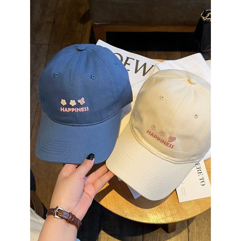 Women's Embroidered Happiness Baseball Cap Bowlift