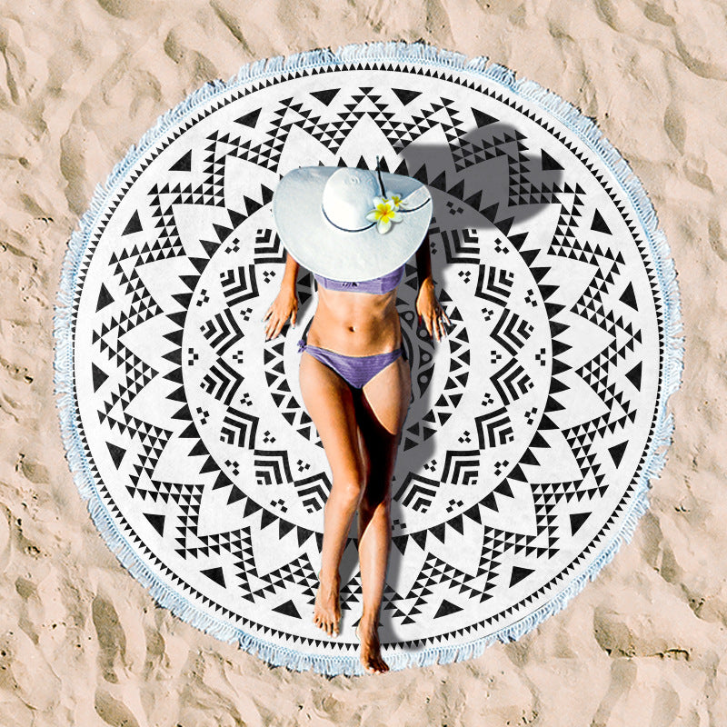 round beach towel with cheerful palm motif Bowlift