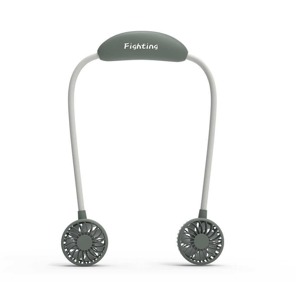 Unisex portable neck fan with dual fan heads, flexible neckband, quiet brushless motor, and USB charging function Bowlift