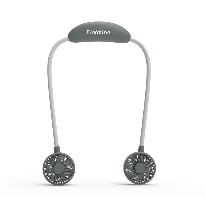 Unisex portable neck fan with dual fan heads, flexible neckband, quiet brushless motor, and USB charging function Bowlift