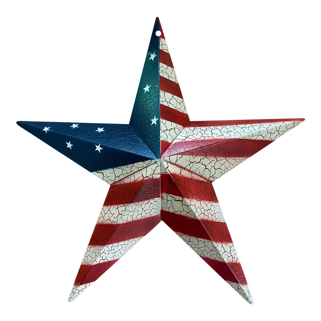 Unisex three-dimensional metal wall star with crackle finish and hanging loop Bowlift