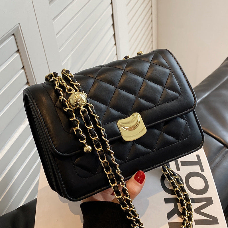 Quilted Chain-Detail Crossbody Purse Bowlift