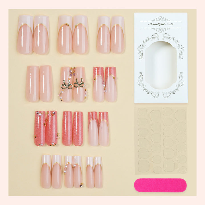Decorative Press-On Nail Set with Glamorous Accents Bowlift