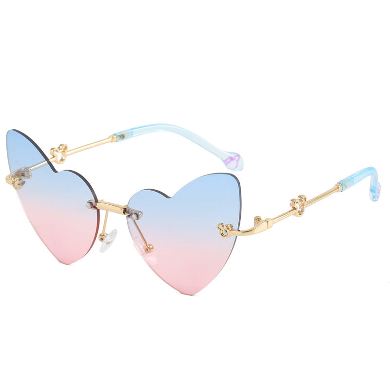 Women's Heart-Shaped Sunglasses with Embellished Frame Bowlift