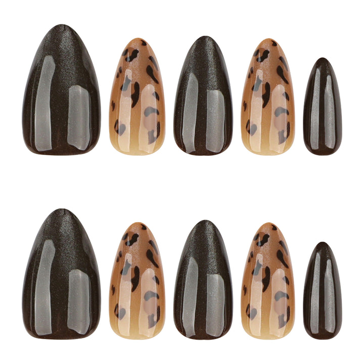 Artful nail extensions with unique leopard pattern and shine Bowlift