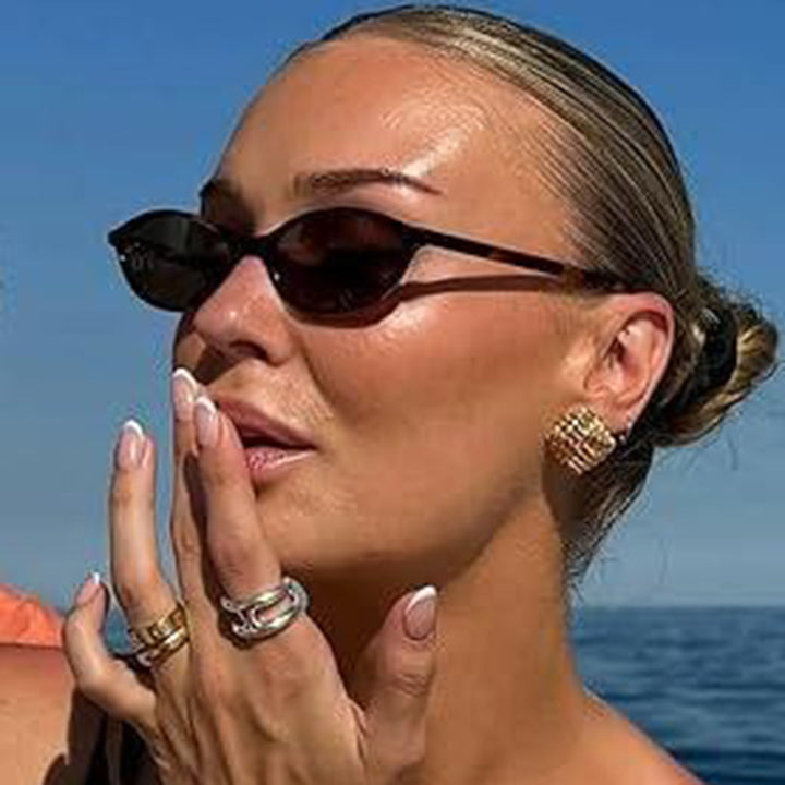 Women oval-shaped sunglasses with transparent frame and UV protection Bowlift