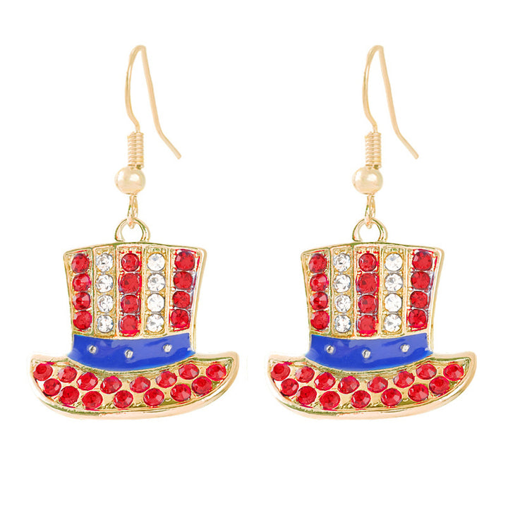 Ladies enamel earrings horseshoe with star stripe motif Bowlift