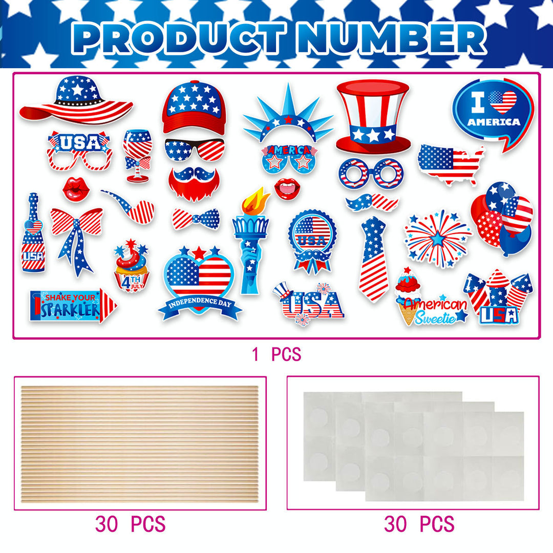 Unisex nan Photo booth props set with wooden sticks and self-adhesive pads Bowlift