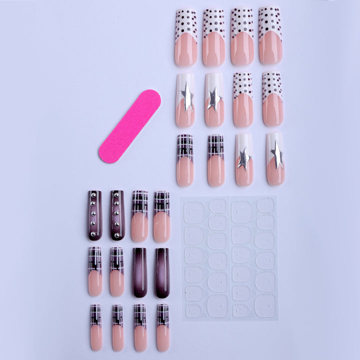 Artificial nails with elegant geometric design Bowlift