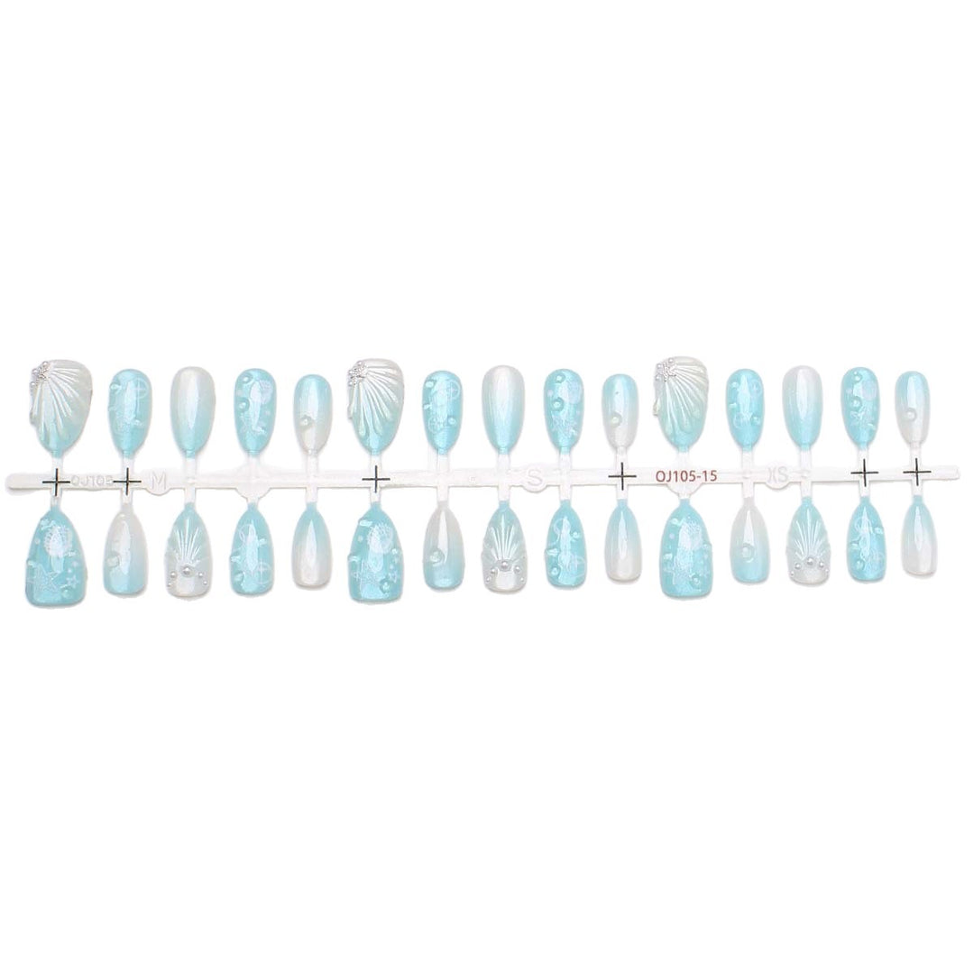 Artistic Ocean-Inspired Press-On Nail Set Bowlift