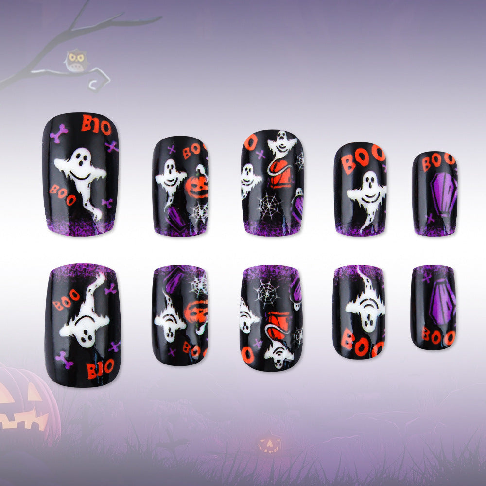 Fun Halloween-Themed Press-On Nail Art Set Bowlift
