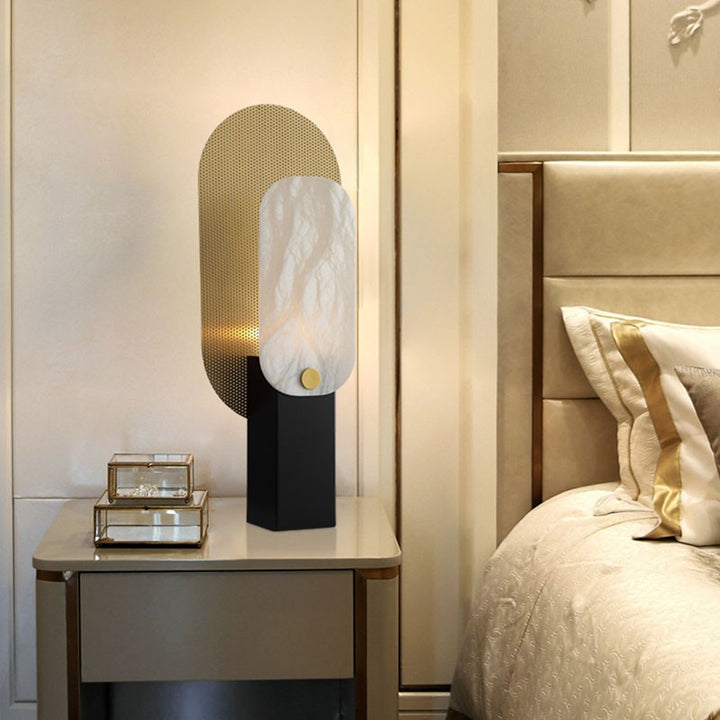 Contemporary Marble and Metal Table Lamp