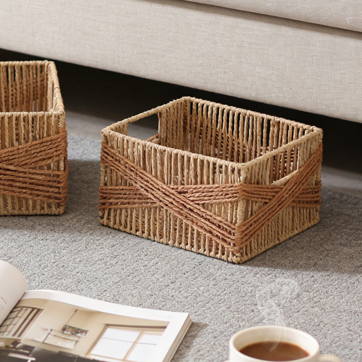 Handcrafted storage basket with decorative weave Bowlift