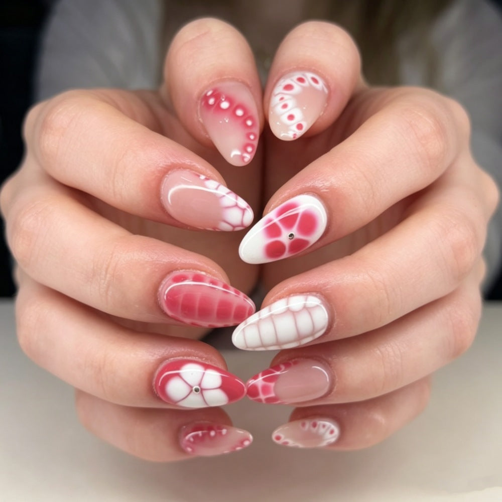 Creative Press-On Nail Art Set with Abstract Patterns Bowlift