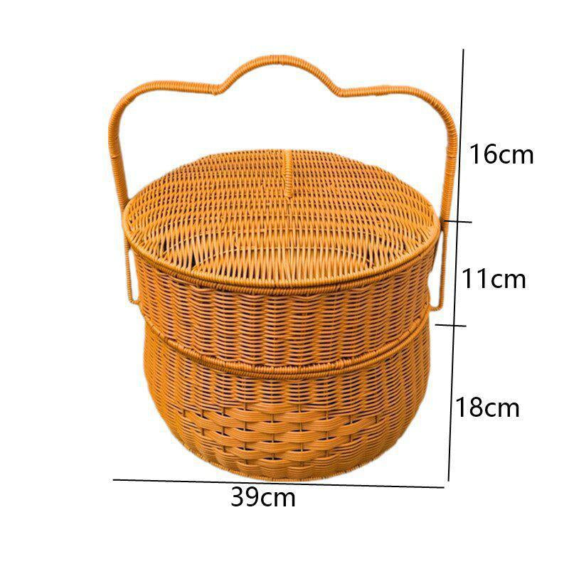 Multi-Layer Woven Picnic Storage Basket Bowlift
