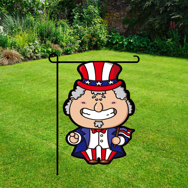 Unisex nan patriotic outdoor decorative gnome garden flag with pole sleeve Bowlift