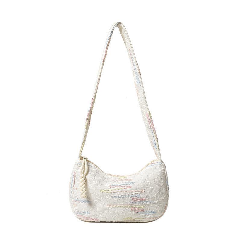 WoTextured Fabric Shoulder Bag Bowlift