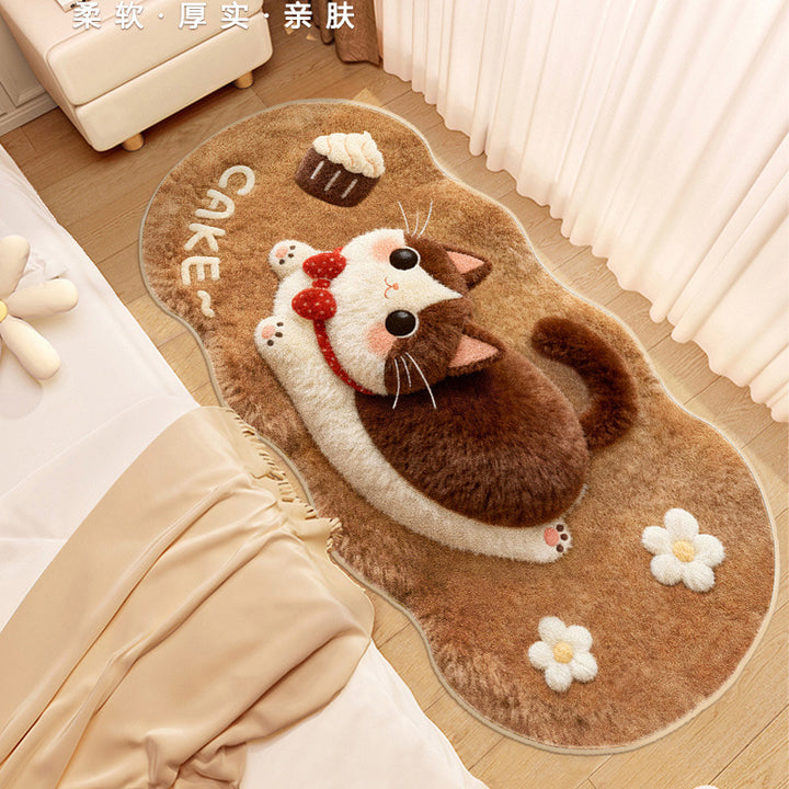 Cute Cartoon Cat-Themed Plush Area Rug