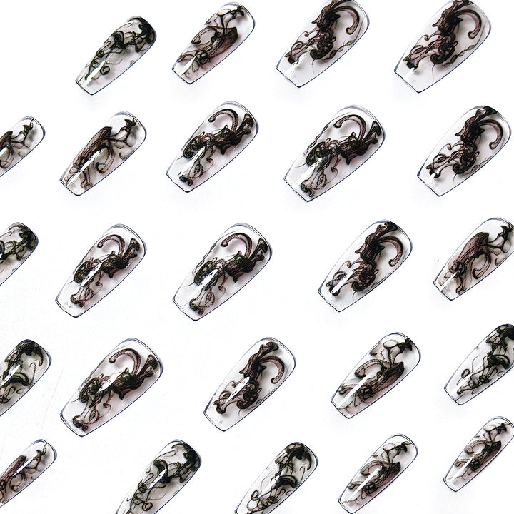 Artificial nails with modern transparent marble effect Bowlift