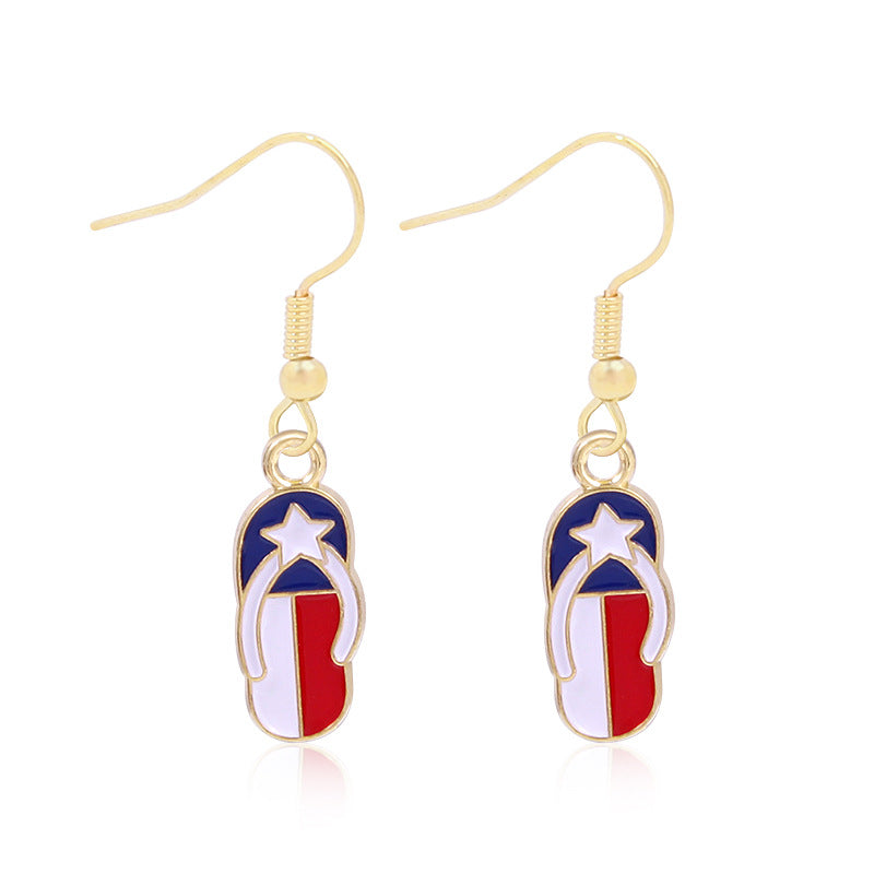 Women's star-shaped enamel earrings with USA flag motif and gold-plated fish Bowlift