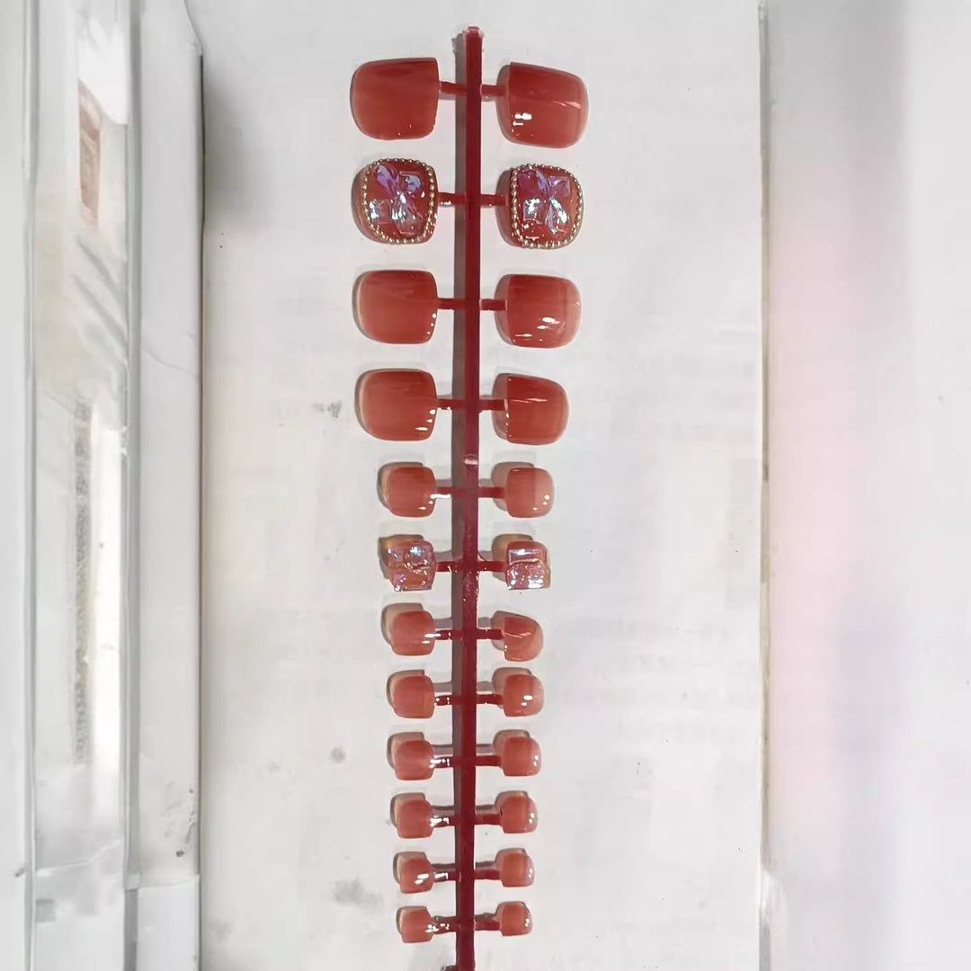 Decorative Diamond-Accent Press-On Nail Set Bowlift