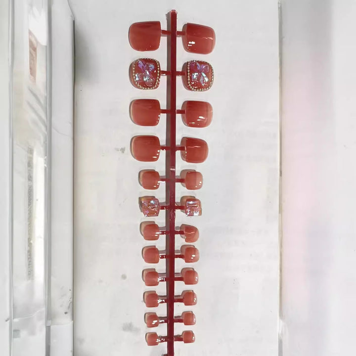 Decorative Diamond-Accent Press-On Nail Set Bowlift