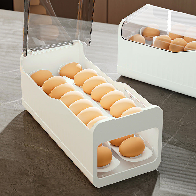 Large Capacity Transparent Stackable Refrigerator Egg Organizer with Sliding Lid Bowlift