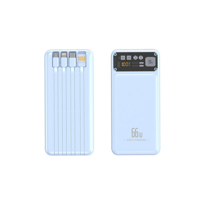 Power bank with integrated cable system and digital charging display Bowlift