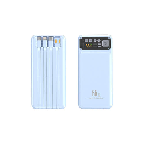 Power bank with integrated cable system and digital charging display Bowlift