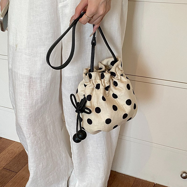 Polka Dot Drawstring Shoulder Bag Bowlift