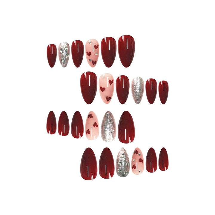 Elegant Heart-Themed Press-On Nail Set Bowlift