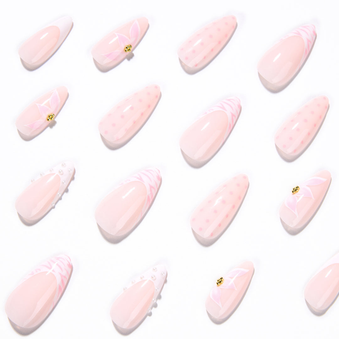 Artistic stiletto nails with elegant 3D decorations Bowlift