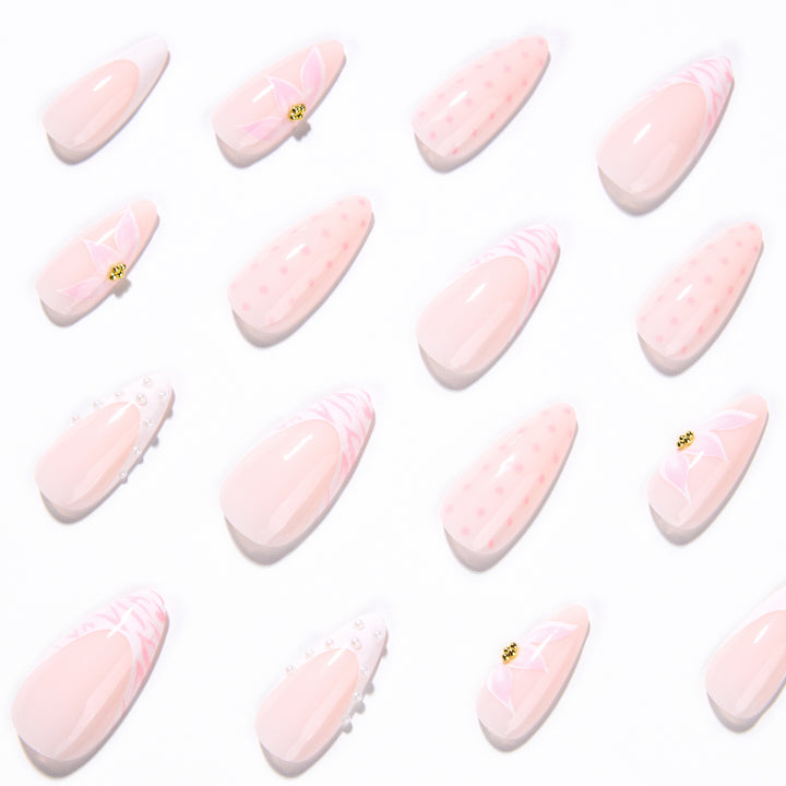 Artistic stiletto nails with elegant 3D decorations Bowlift