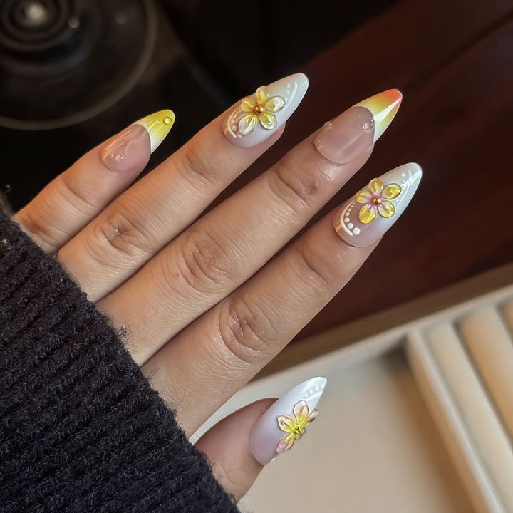 Vibrant Floral Press-On Nail Art Set Bowlift
