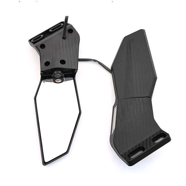 Motorcycle mirror set with integrated LED turn signal Bowlift