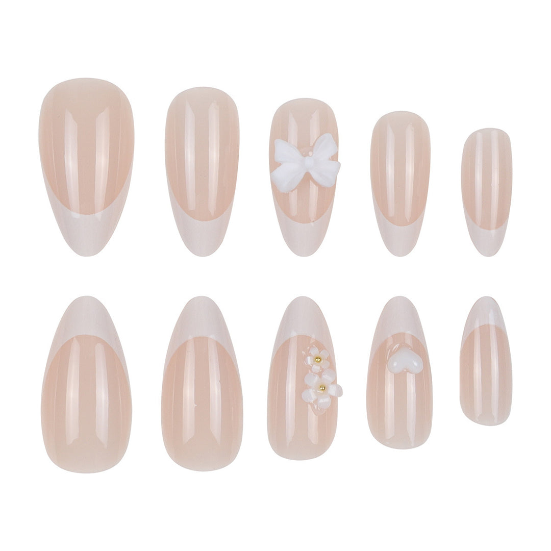 Elegant Stiletto Press-On Nails with Floral Accents Bowlift